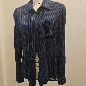 Striped Blue Button-Up Shirt